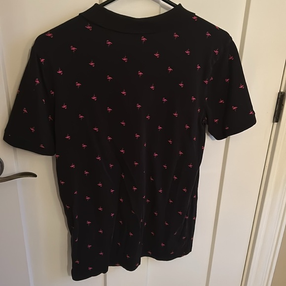 Men’s pink flamingo, black polo shirt, size S - Picture 5 of 5